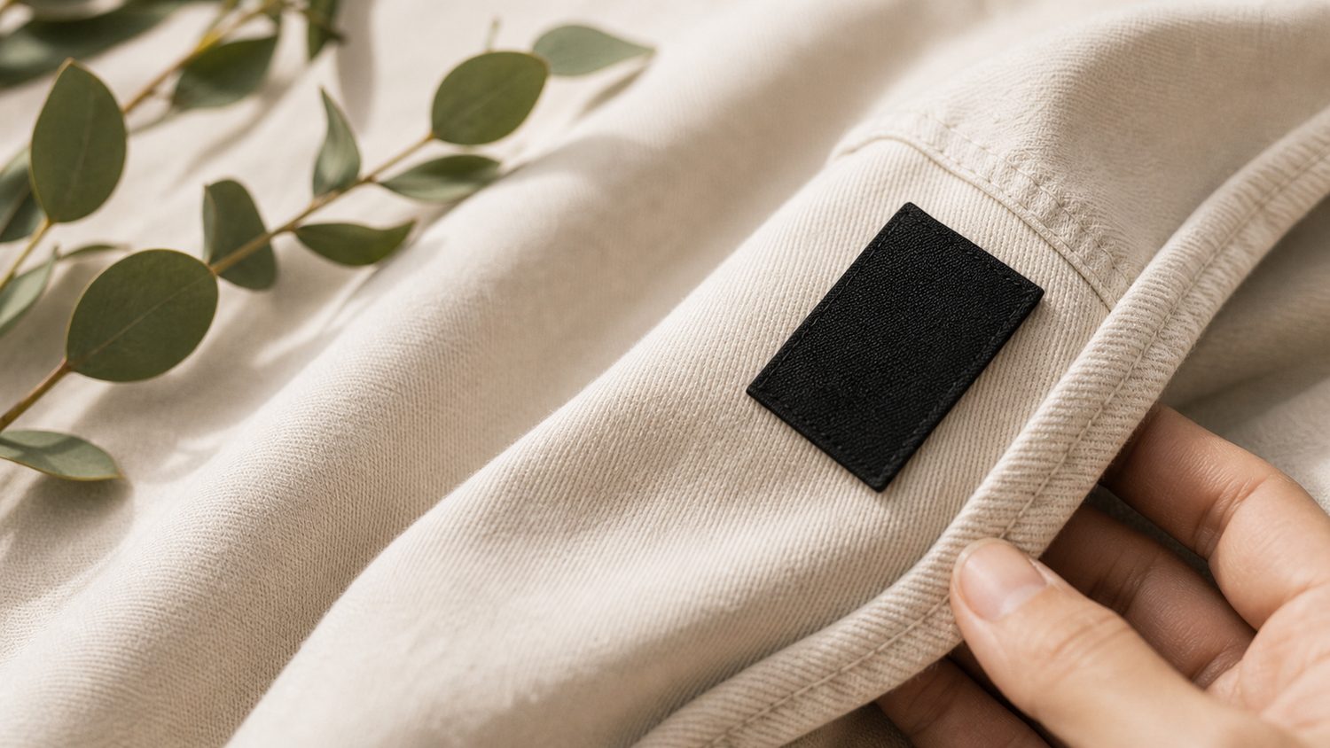 Premium natural fabric with a black woven label